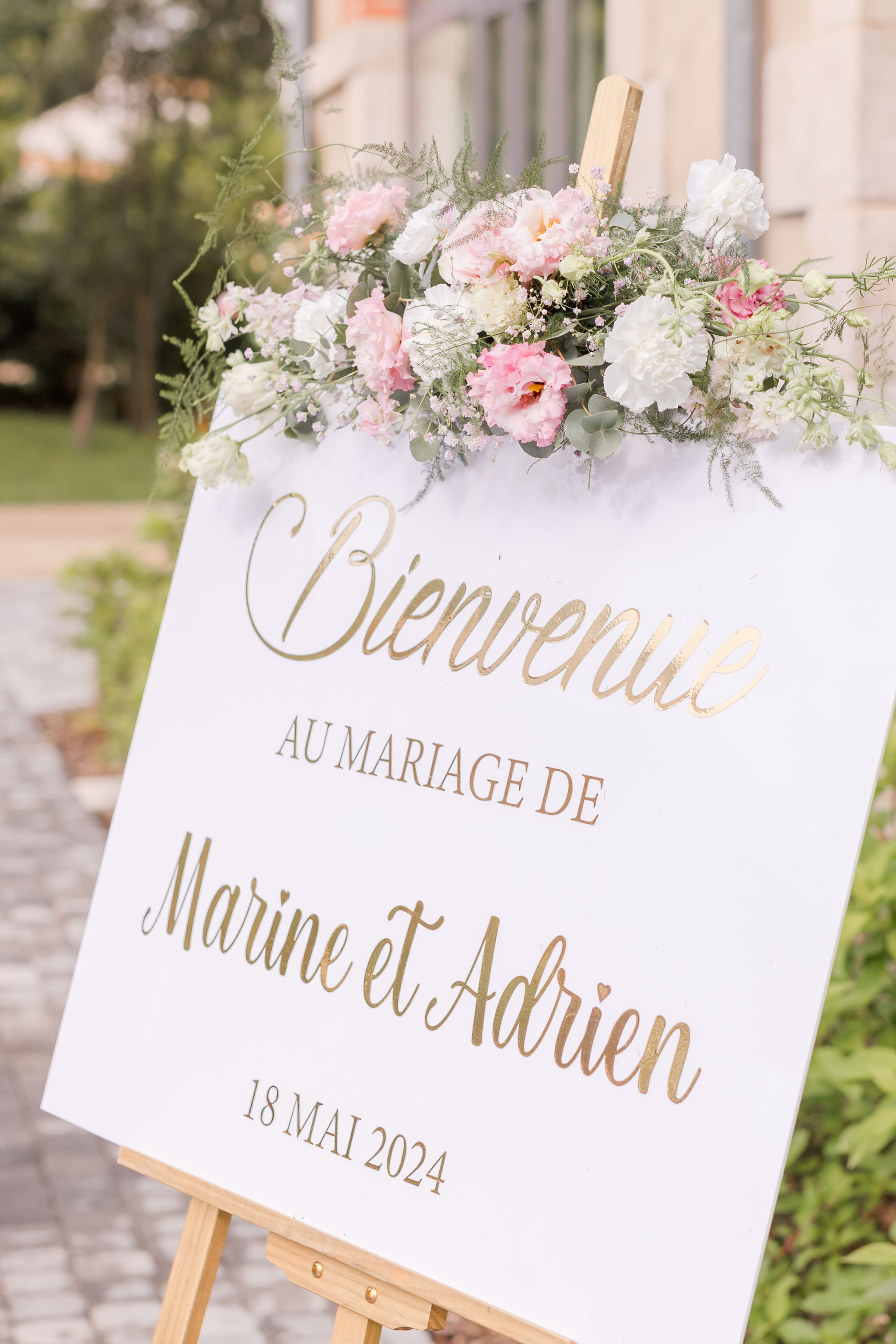 Mariage Princesse Mariage Disney Domaine de Brandois, L'Entre'Pôt Fleuriste Panneau de bienvenue 